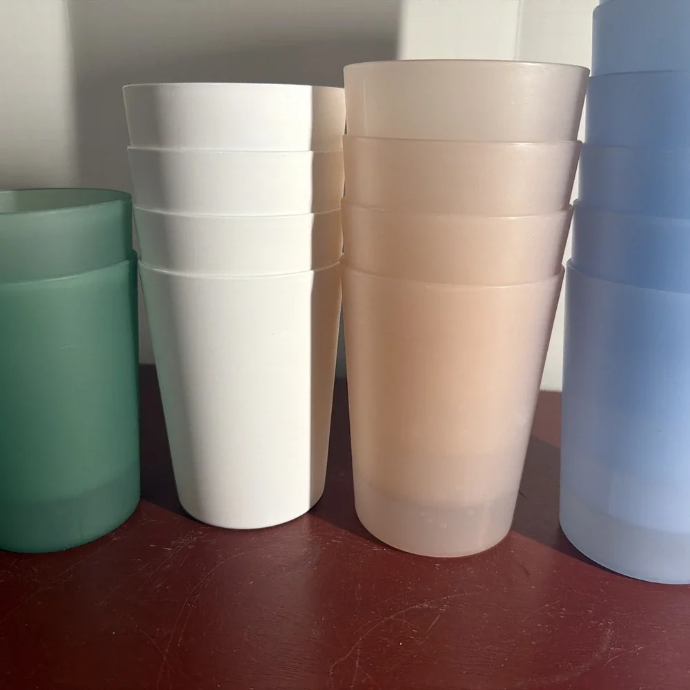 room essentials & main Stays Cups Diff Colors Green, White, Blue, Pink Lot Of 17